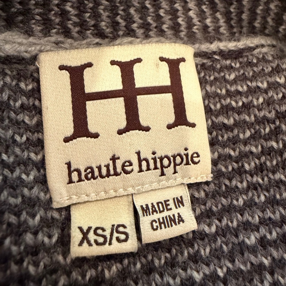 Haute Hippie Southwest Poncho Women's XS/S Gray 100% Wool Western Boho Retro Y2K - Picture 4 of 7